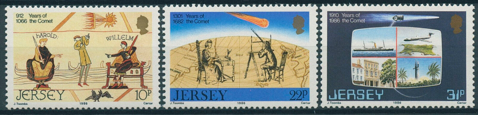 Jersey 1986 MNH Space Stamps Halley's Comet Astronomy Comets 3v Set