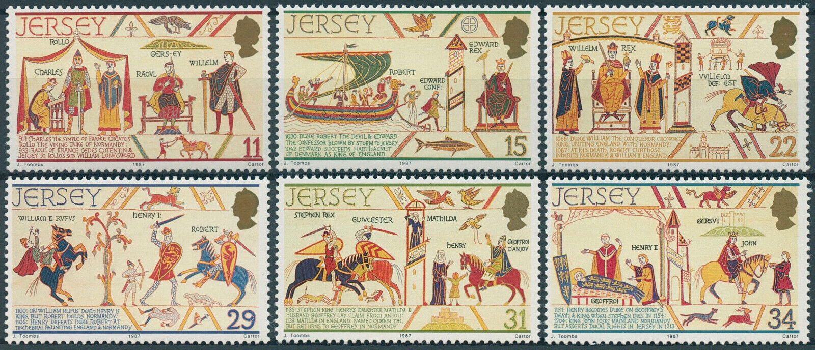 Jersey 1987 MNH Historical Figures Stamps William the Conqueror People 6v Set