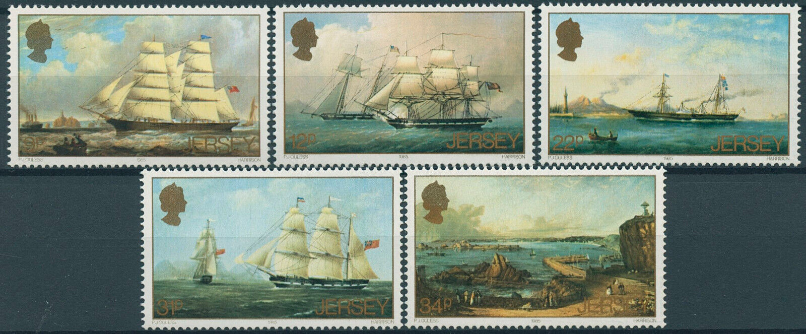 Jersey 1985 MNH Art Stamps Philip John Ouless Paintings Ships Nautical 5v Set