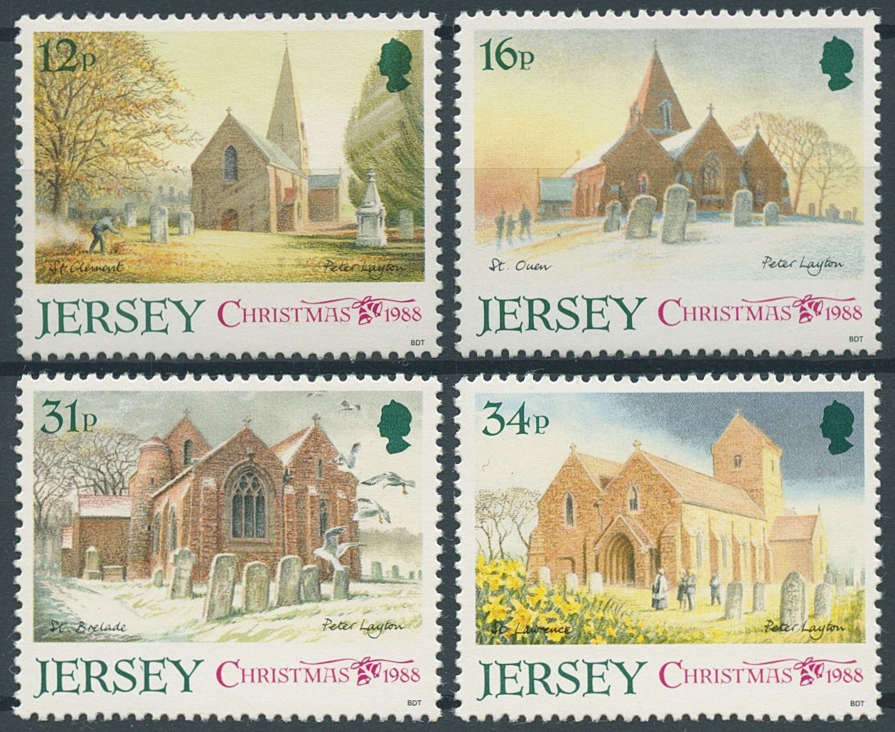 Jersey 1988 MNH Christmas Stamps Jersey Parish Churches Religion 4v Set