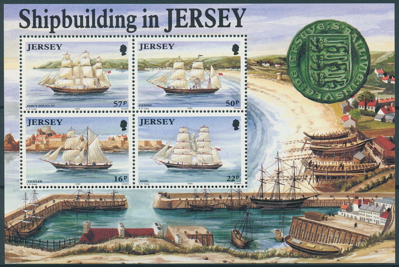Jersey 1992 MNH Ships Stamps Shipbuilding in Jersey Nautical Tickler Hebe 4v M/S