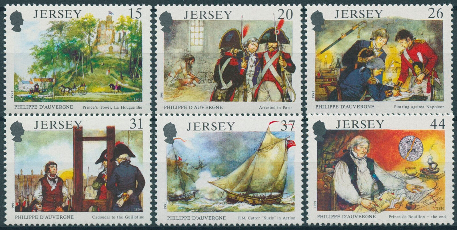 Jersey 1991 MNH People Stamps Philippe d'Auvergne Ships Nautical 6v Set