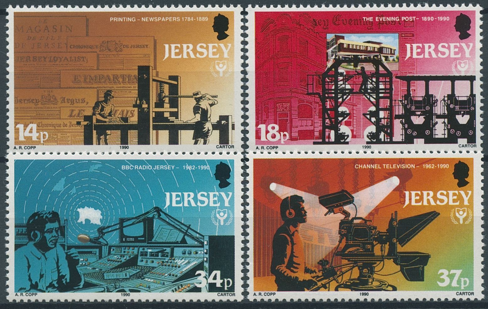 Jersey 1990 MNH Newspapers Stamps Intl Literacy Year News Media BBC Radio 4v Set