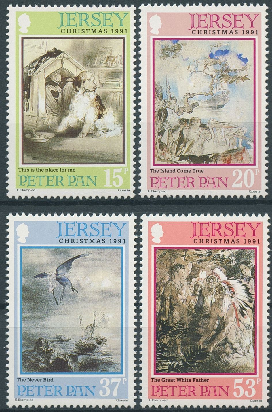 Jersey 1991 MNH Christmas Stamps JM Barrie Peter Pan Writers Literature 4v Set