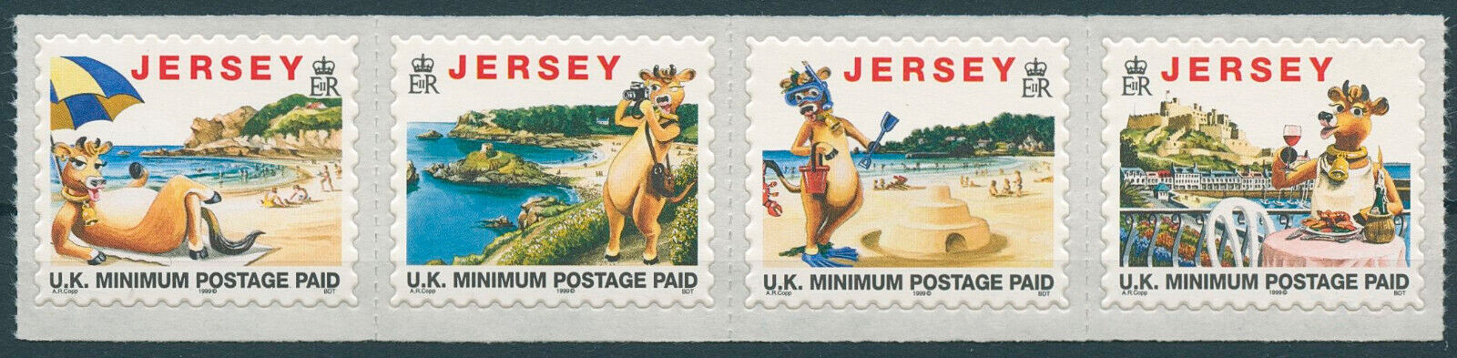 Jersey 1997 MNH Tourism Stamps Lillie the Cow Cows Landscapes 4v S/A Strip