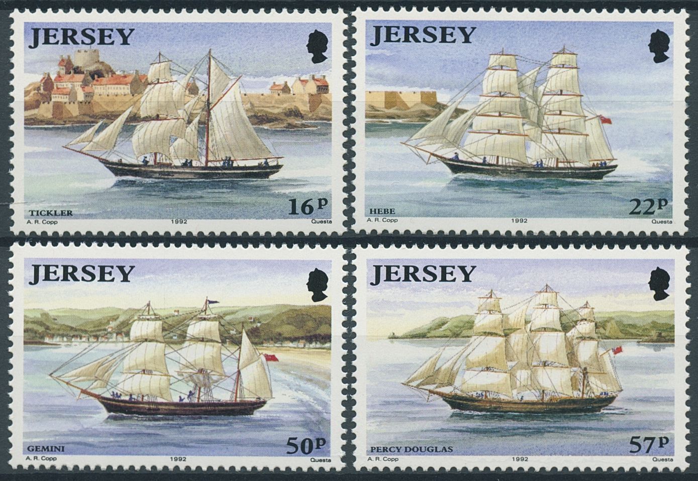 Jersey 1992 MNH Ships Stamps Shipbuilding in Jersey Nautical Tickler Hebe 4v Set