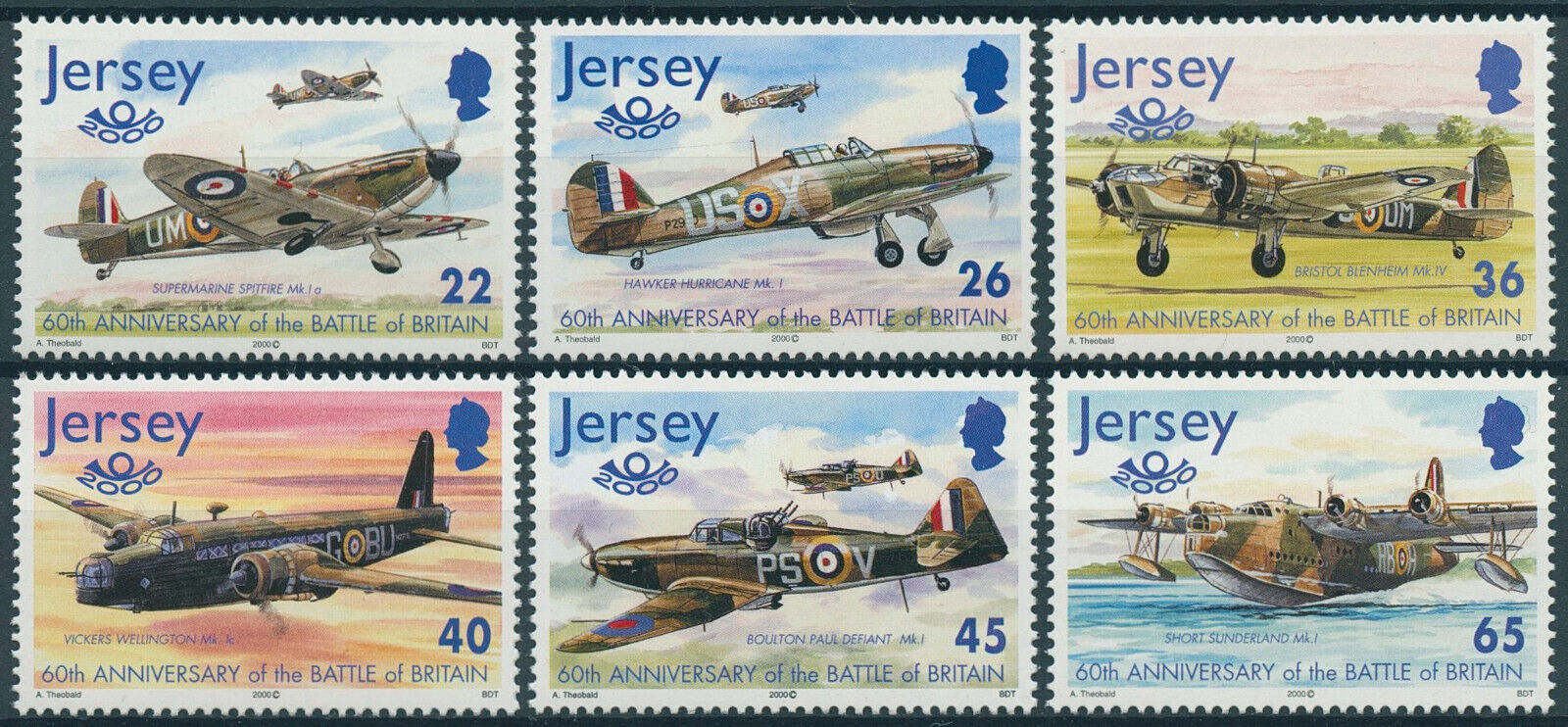 Jersey 2000 MNH Military Stamps WWII WW2 Battle of Britain Aviation 6v Set