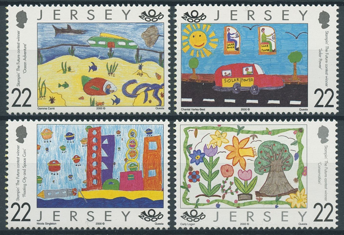 Jersey 2000 MNH Philately Stamps Stamp Design Contest Stampin' the Future 4v Set