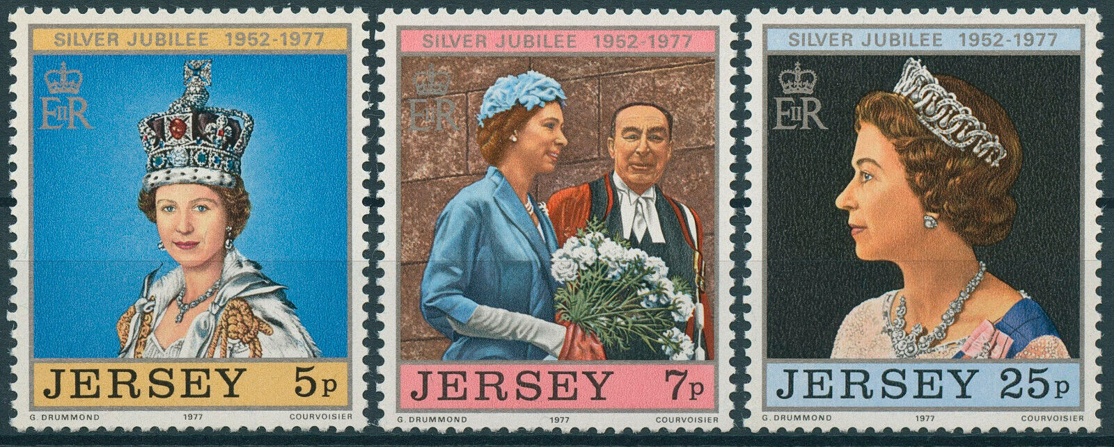 Jersey 1977 MNH Royalty Stamps Queen Elizabeth II Coronation Silver Jubilee 3v Set