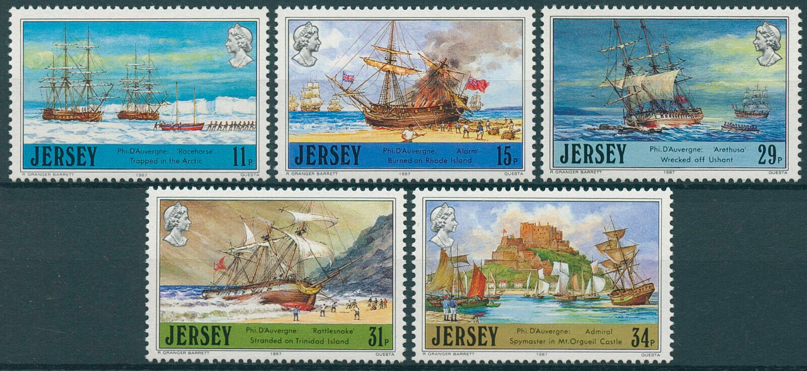 Jersey 1987 MNH Ships Stamps Jersey Adventurers Philippe d'Auvergne 5v Set