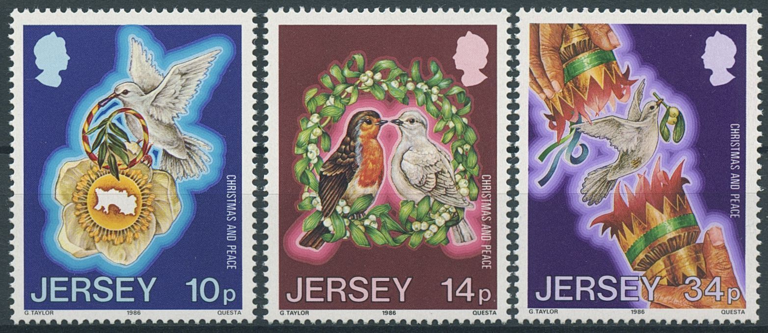 Jersey 1986 MNH Christmas Stamps International Peace Year Doves Birds 3v Set