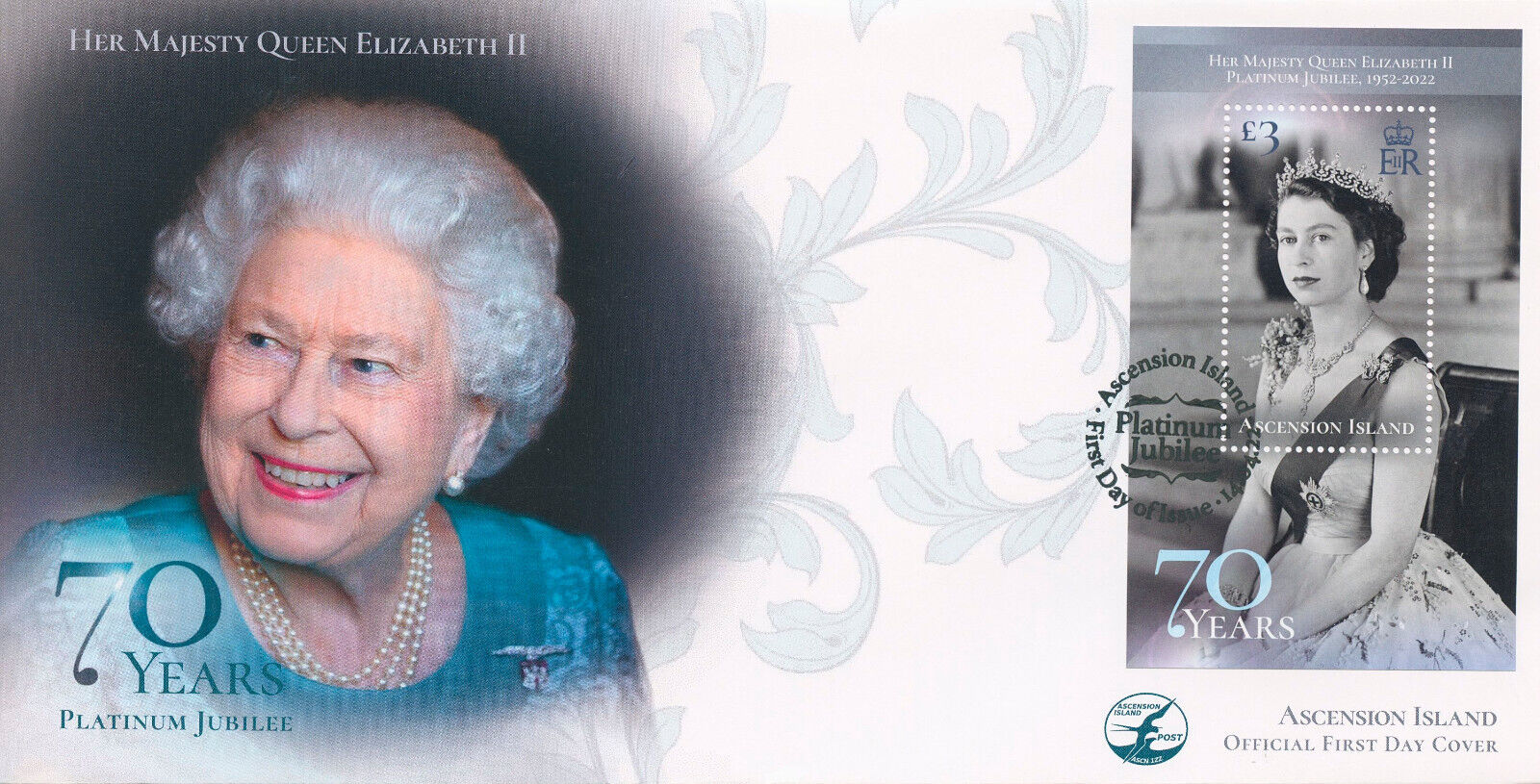 Ascension Island 2022 FDC Royalty Stamps Queen Elizabeth II Platinum Jub 1v M/S