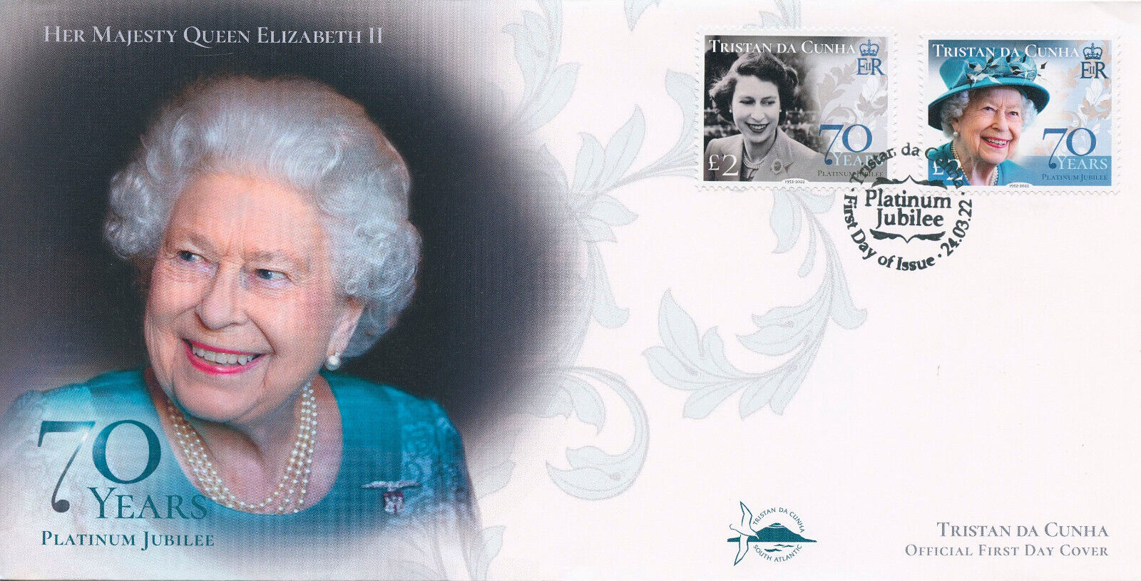 Tristan da Cunha 2022 FDC Royalty Stamps Queen Elizabeth II Platinum Jub 2v Set