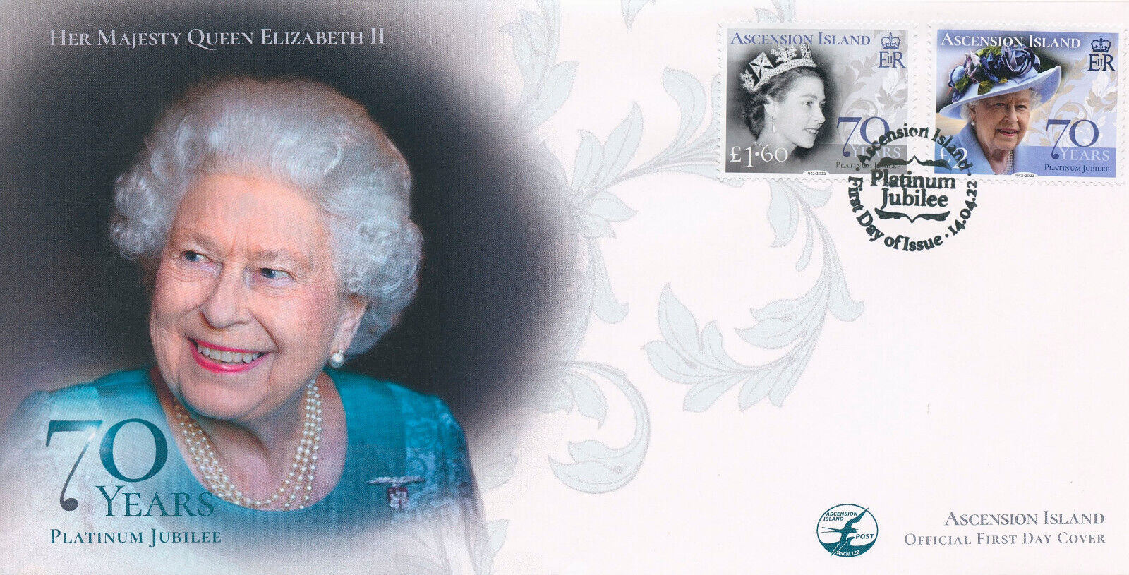 Ascension Island 2022 FDC Royalty Stamps Queen Elizabeth II Platinum Jub 2v Set