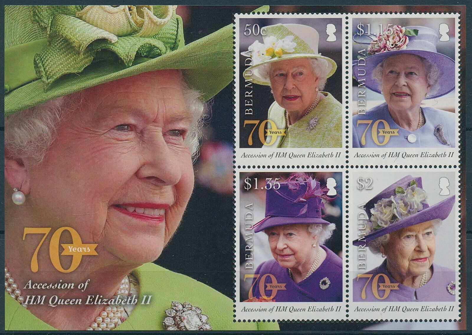 Bermuda 2022 MNH Royalty Stamps Queen Elizabeth II Platinum Jubilee 4v M/S