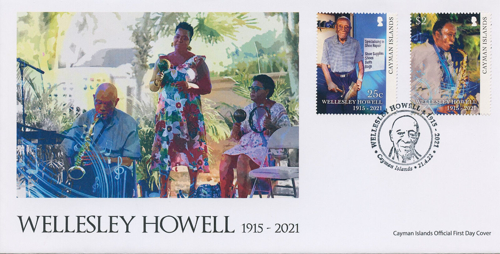 Cayman Islands 2022 FDC People Stamps Wellesley Howell Oldest Person 2v Set