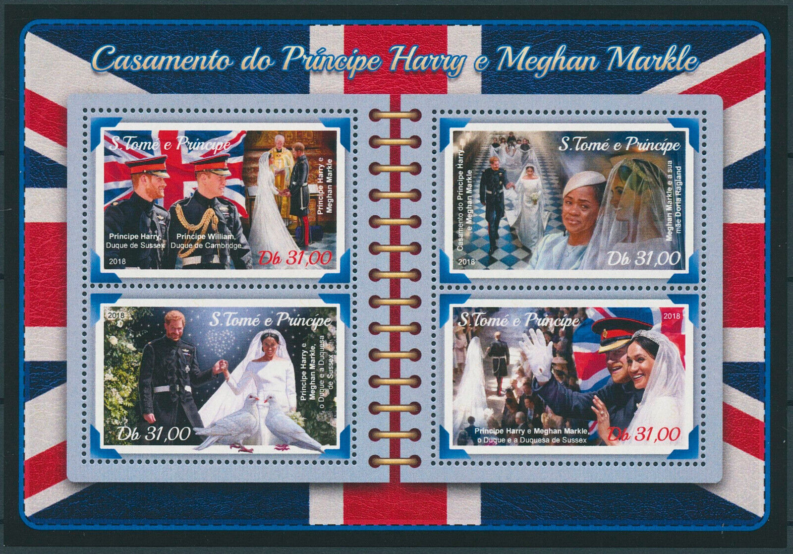 Sao Tome & Principe 2018 MNH Royalty Stamps Prince Harry & Meghan Wedding 4v M/S