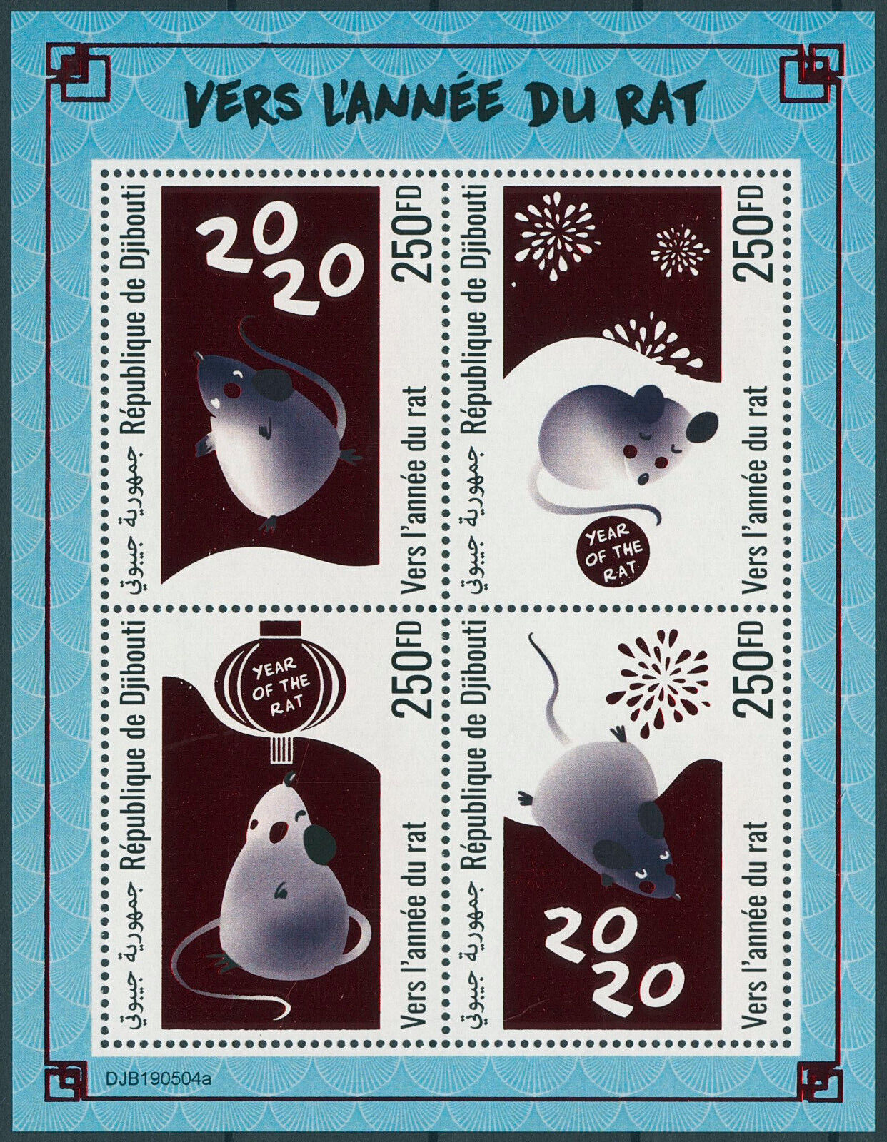 Djibouti 2019 MNH Year of Rat 2020 Stamps Chinese Lunar New Year 4v M/S