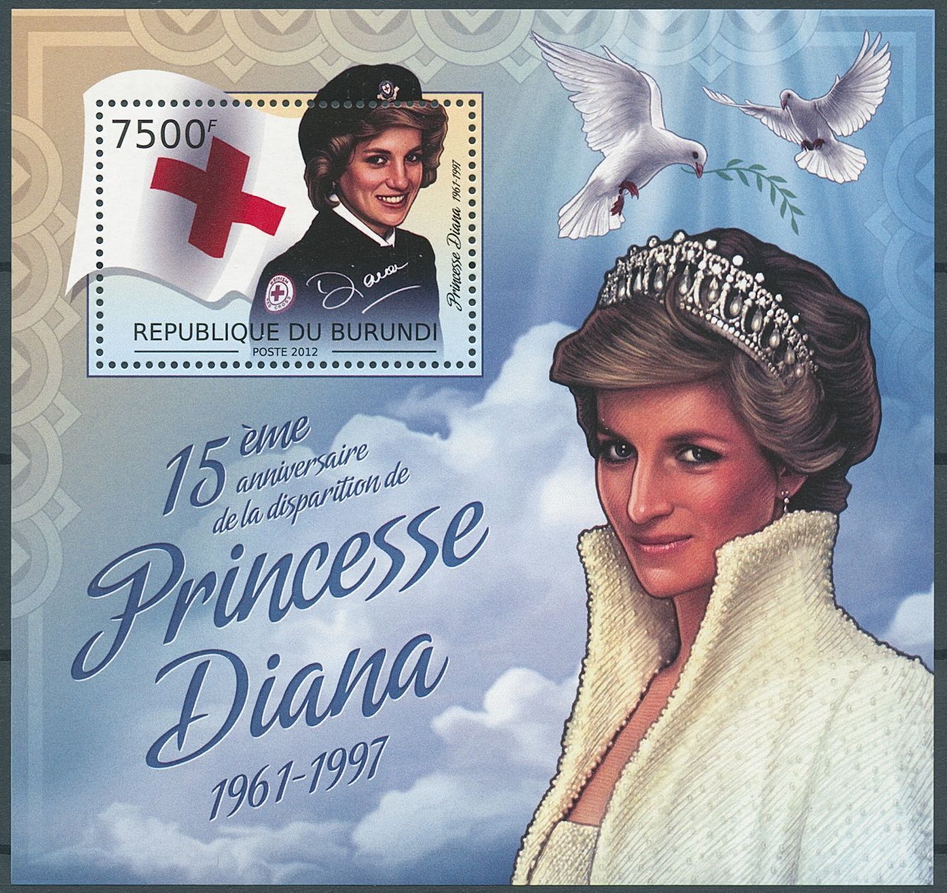 Burundi 2012 MNH Royalty Stamps Princess Diana Memorial Red Cross Uniform 1v S/S