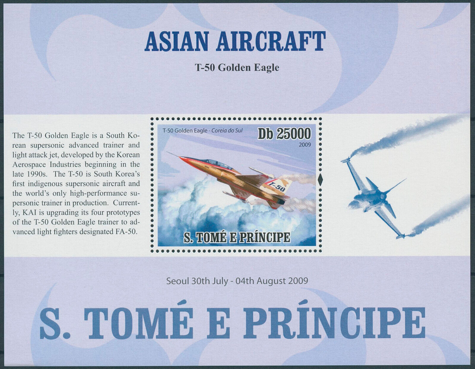 Sao Tome & Principe 2009 MNH Aviation Stamps Asian Aircraft T-50 1v S/S