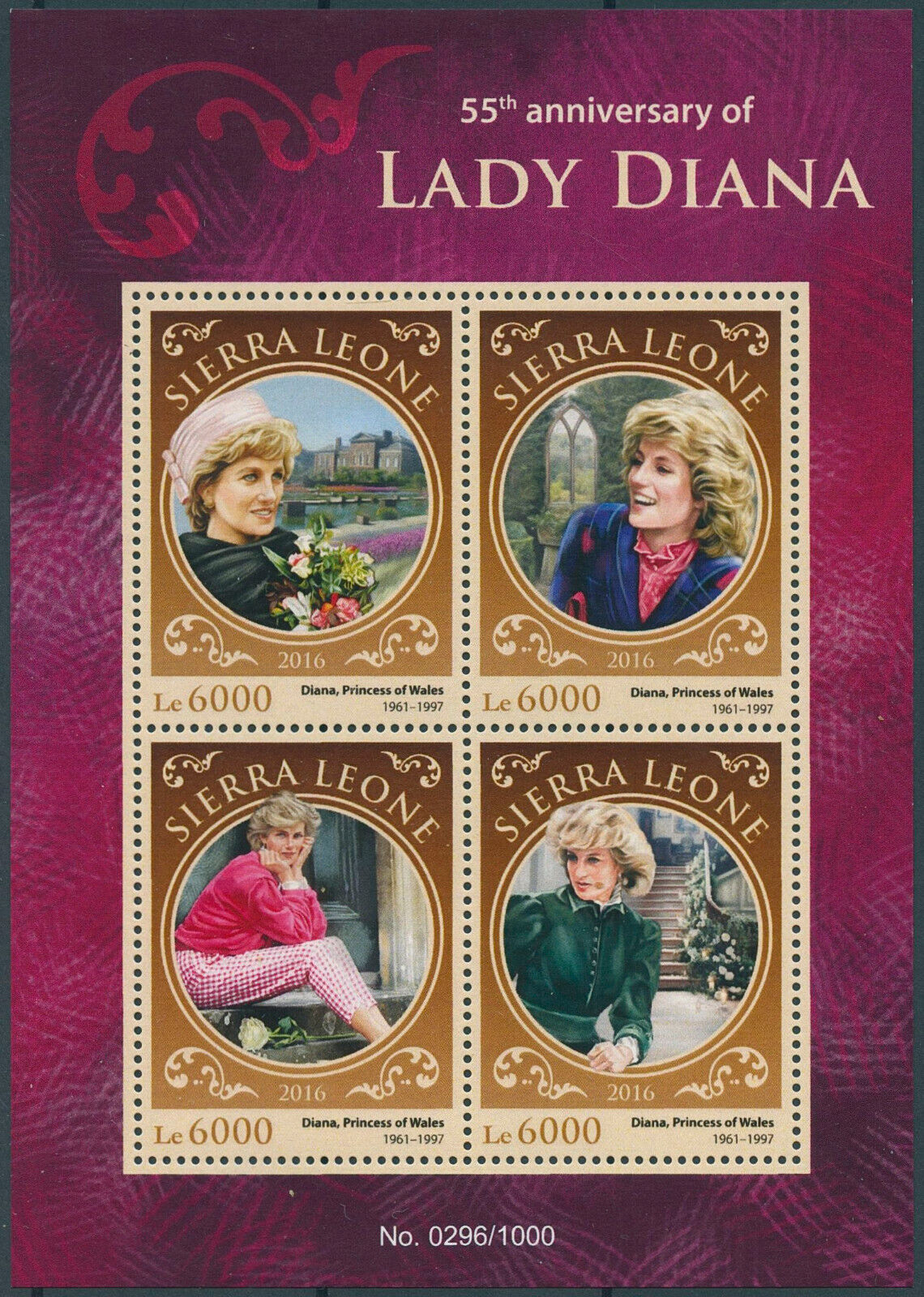 Sierra Leone 2016 MNH Royalty Stamps Princess Diana 55th Birthday 4v M/S