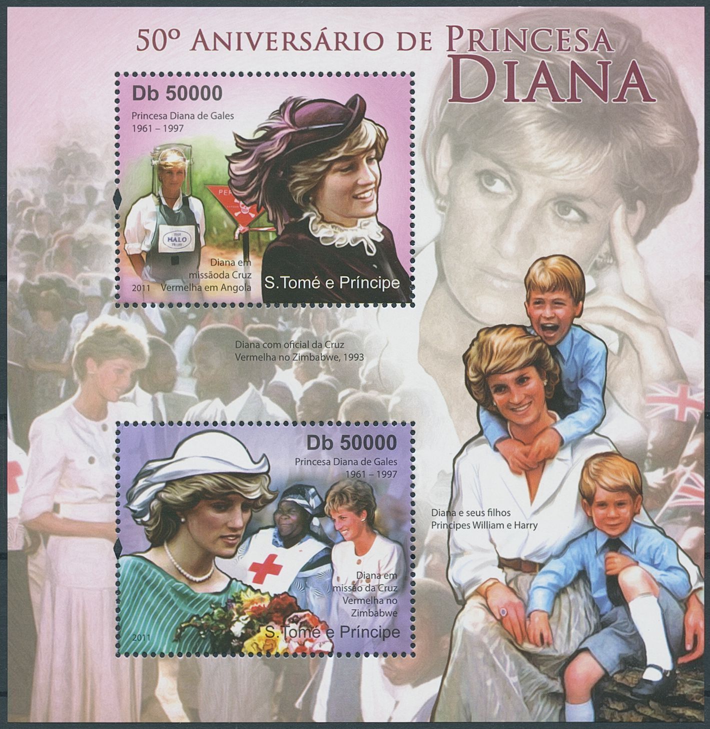 Sao Tome & Principe 2011 MNH Royalty Stamps Princess Diana of Wales 2v S/S