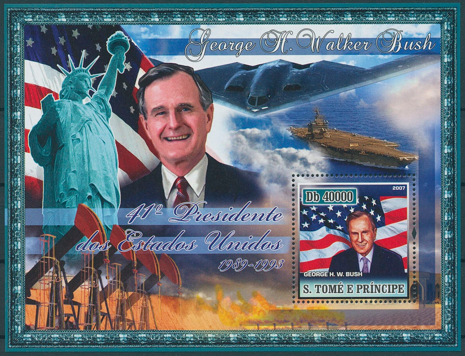 Sao Tome & Principe 2007 MNH US Presidents Stamps George H.W. Bush People 1v S/S