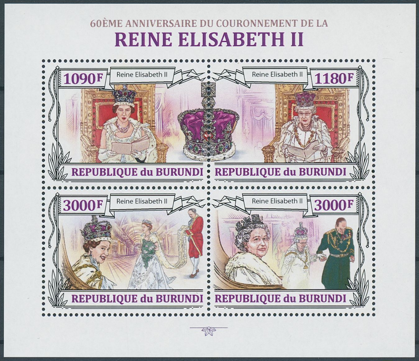Burundi 2013 MNH Royalty Stamps Queen Elizabeth II Coronation 60th Anniv 4v M/S