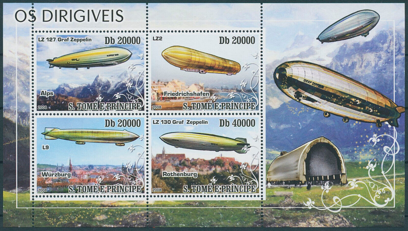 Sao Tome & Principe 2008 MNH Aviation Stamps Dirigibles Airships 4v M/S