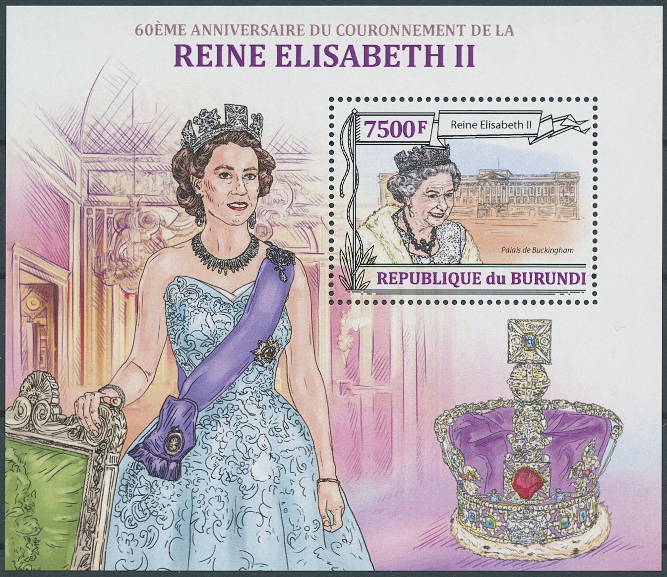 Burundi 2013 MNH Royalty Stamps Queen Elizabeth II Coronation 60th Anniv 1v S/S
