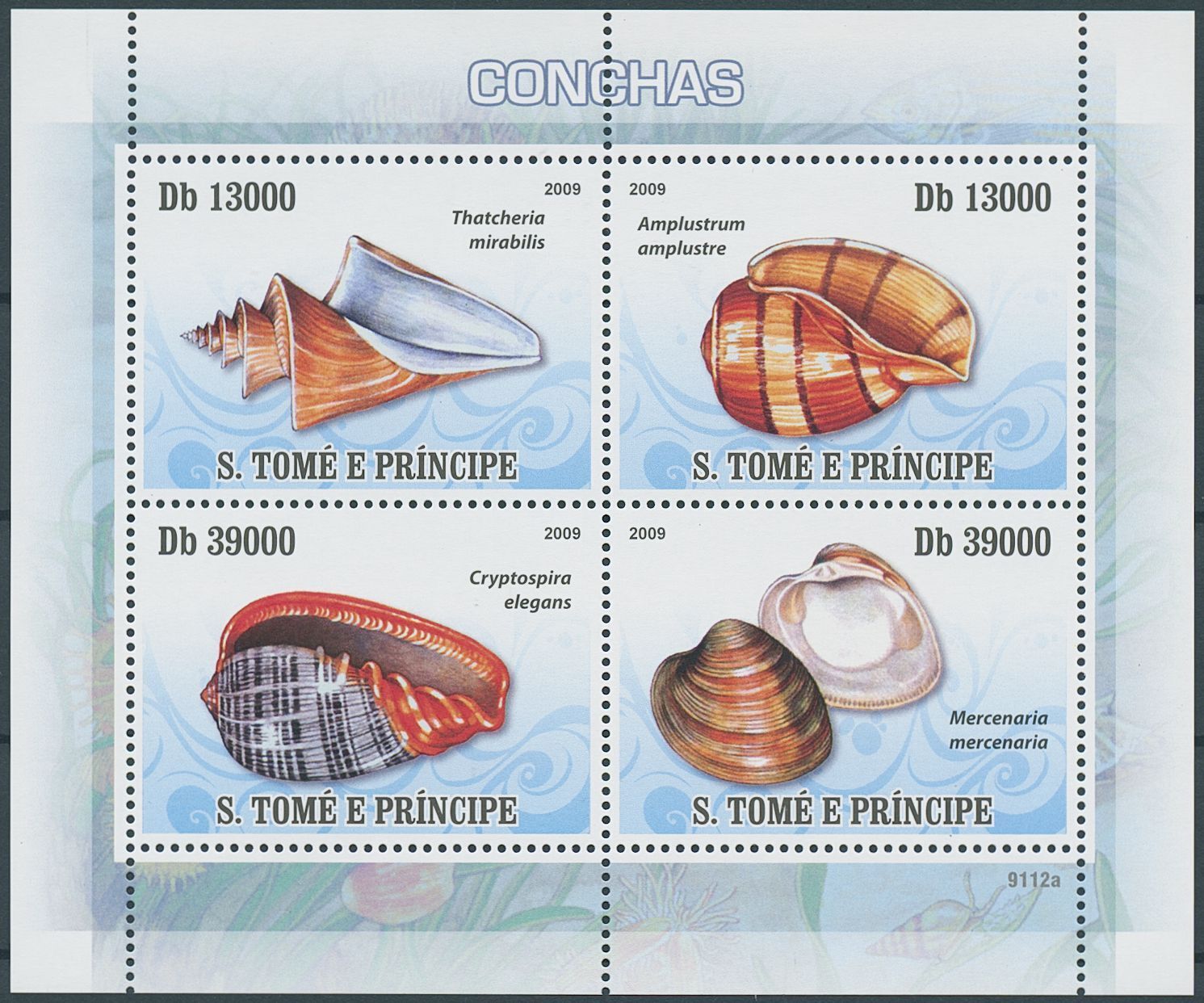 Sao Tome & Principe 2009 MNH Seashells Stamps Sea Shells Thatcheria 4v M/S