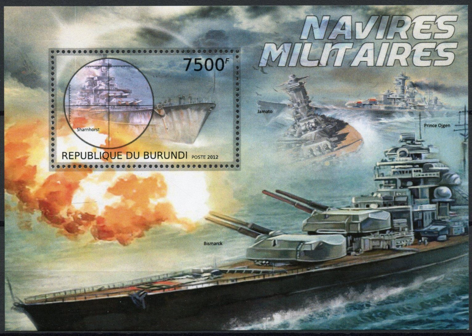 Burundi 2012 MNH Military Ships Stamps Sharnhorst Bismarck 1v S/S