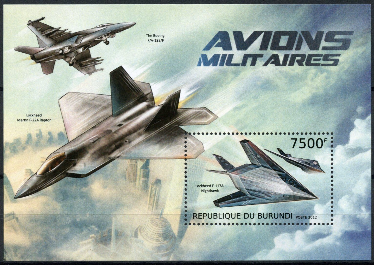 Burundi 2012 MNH Aviation Stamps Military Aircraft Lockheed Nighthawk 1v S/S
