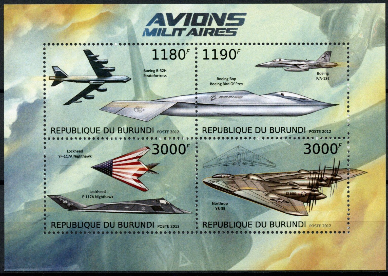 Burundi 2012 MNH Aviation Stamps Military Aircraft Lockheed Boeing Bop 4v M/S
