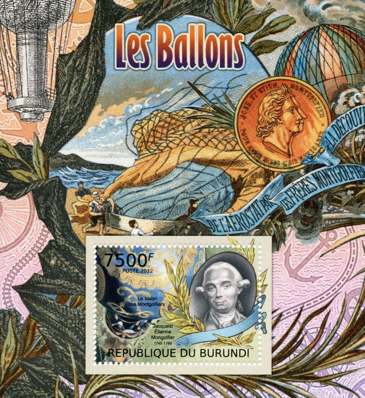 Burundi 2012 MNH Aviation Stamps Hot Air Balloons Jacquest Montgolfier 1v S/S
