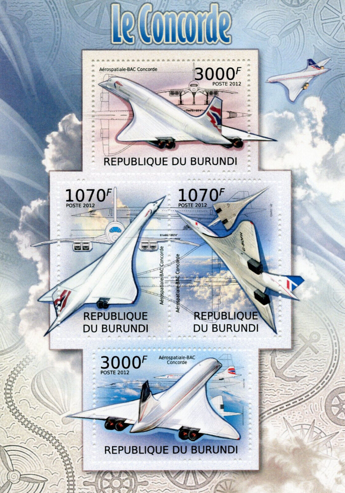 Burundi 2012 MNH Aviation Stamps Concorde Aircraft Aerospatiale-BAC 4v M/S