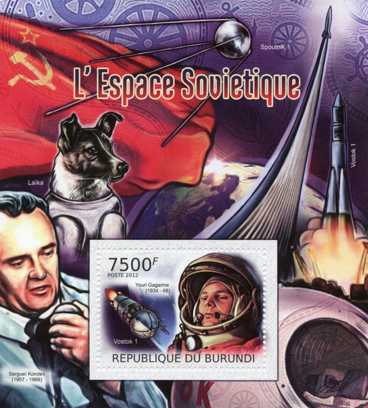 Burundi 2012 MNH Space Stamps Soviet Union Yuri Gagarin Sergei Korolev 1v S/S