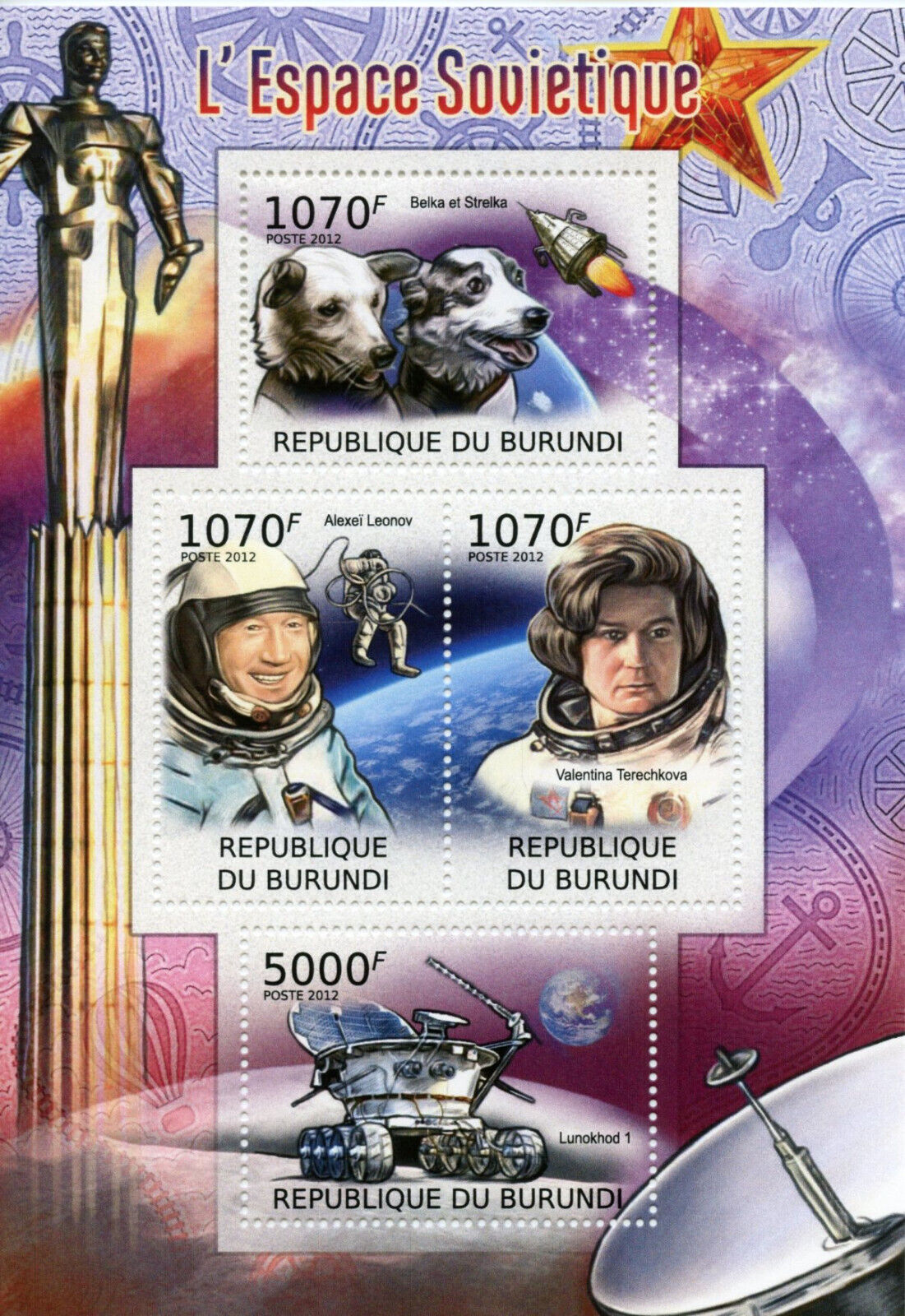 Burundi 2012 MNH Space Stamps Soviet Union Belka & Strelka Alexei Leonov 4v M/S
