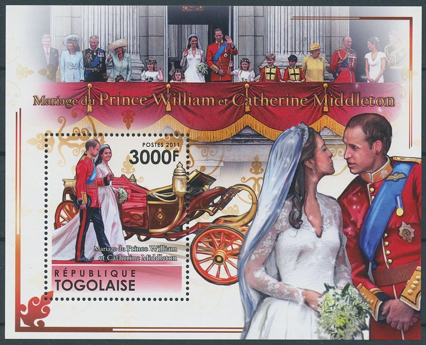 Togo 2011 MNH Royalty Stamps Prince William & Kate Royal Wedding 1v S/S