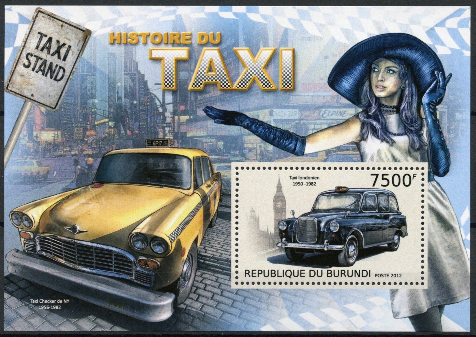 Burundi 2012 MNH Cars Stamps History of Taxi London Black Cab Checker Taxi 1v SS