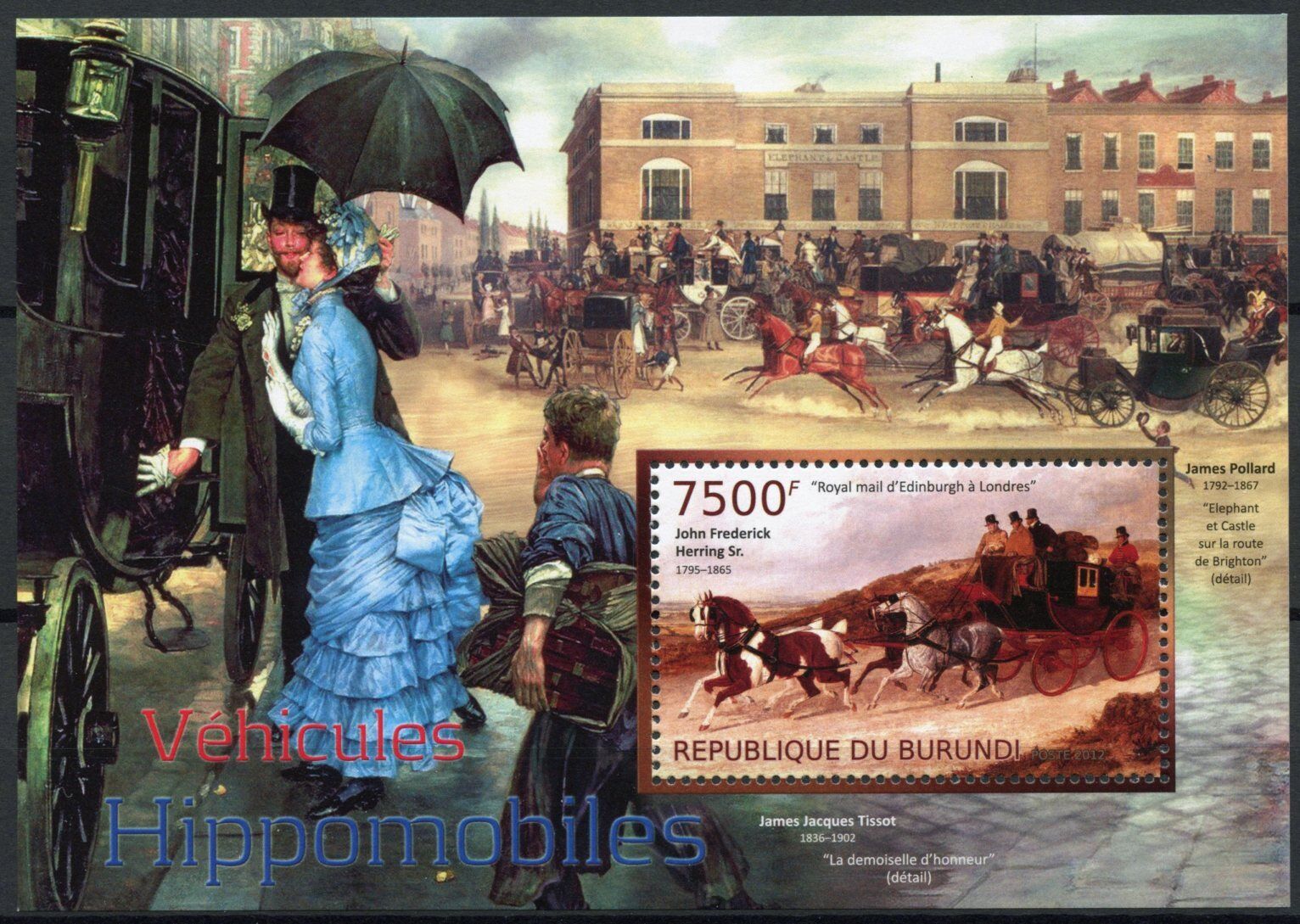Burundi 2012 MNH Special Transport Stamps Hippomobiles Horses 1v S/S