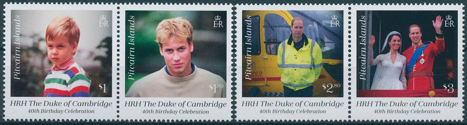 Pitcairn Islands 2022 MNH Royalty Stamps Prince William 40 Yrs 4v Set in Pairs