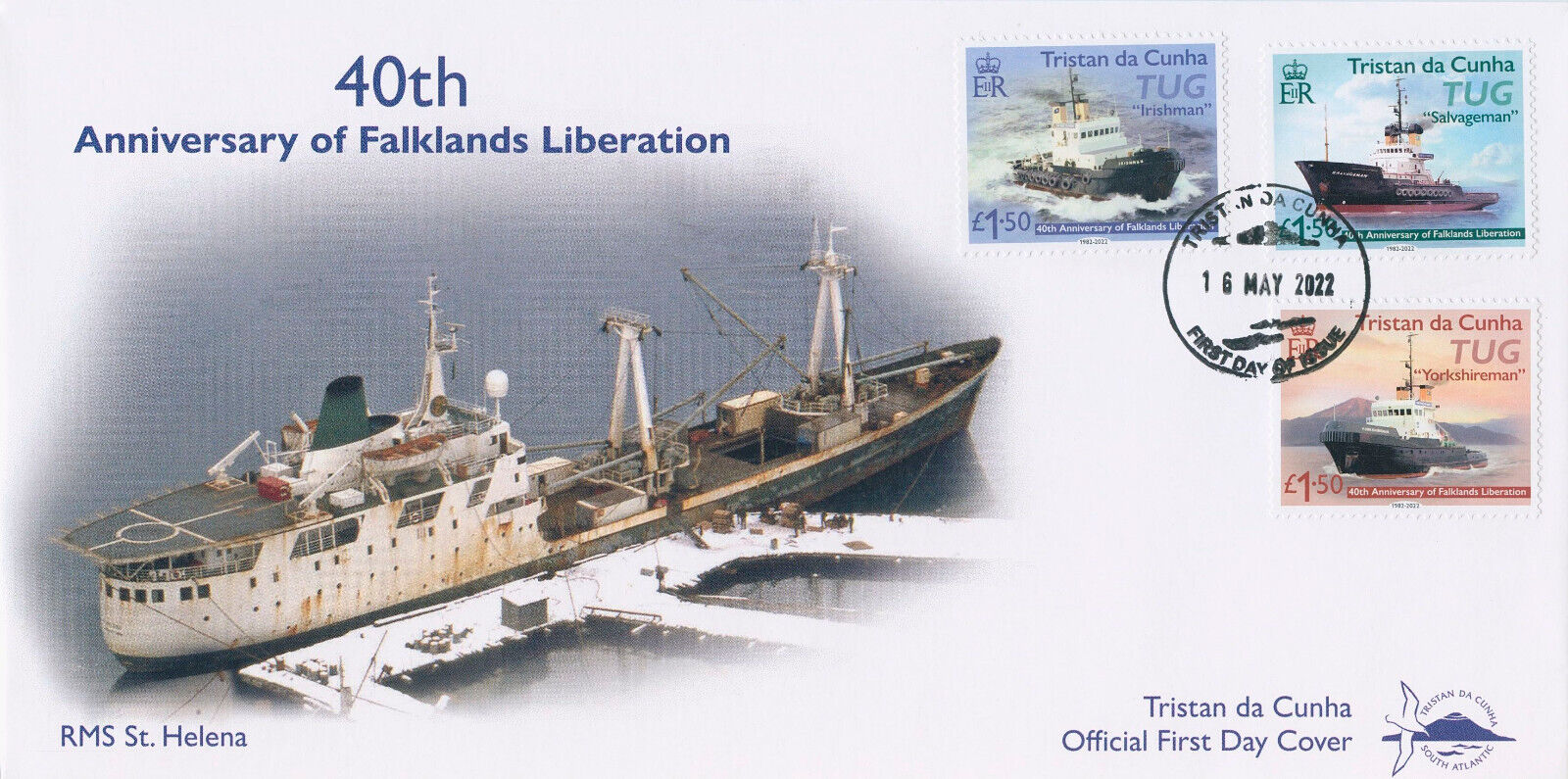 Tristan da Cunha 2022 FDC Ships Stamps Falklands Liberation War Nautical 3v Set