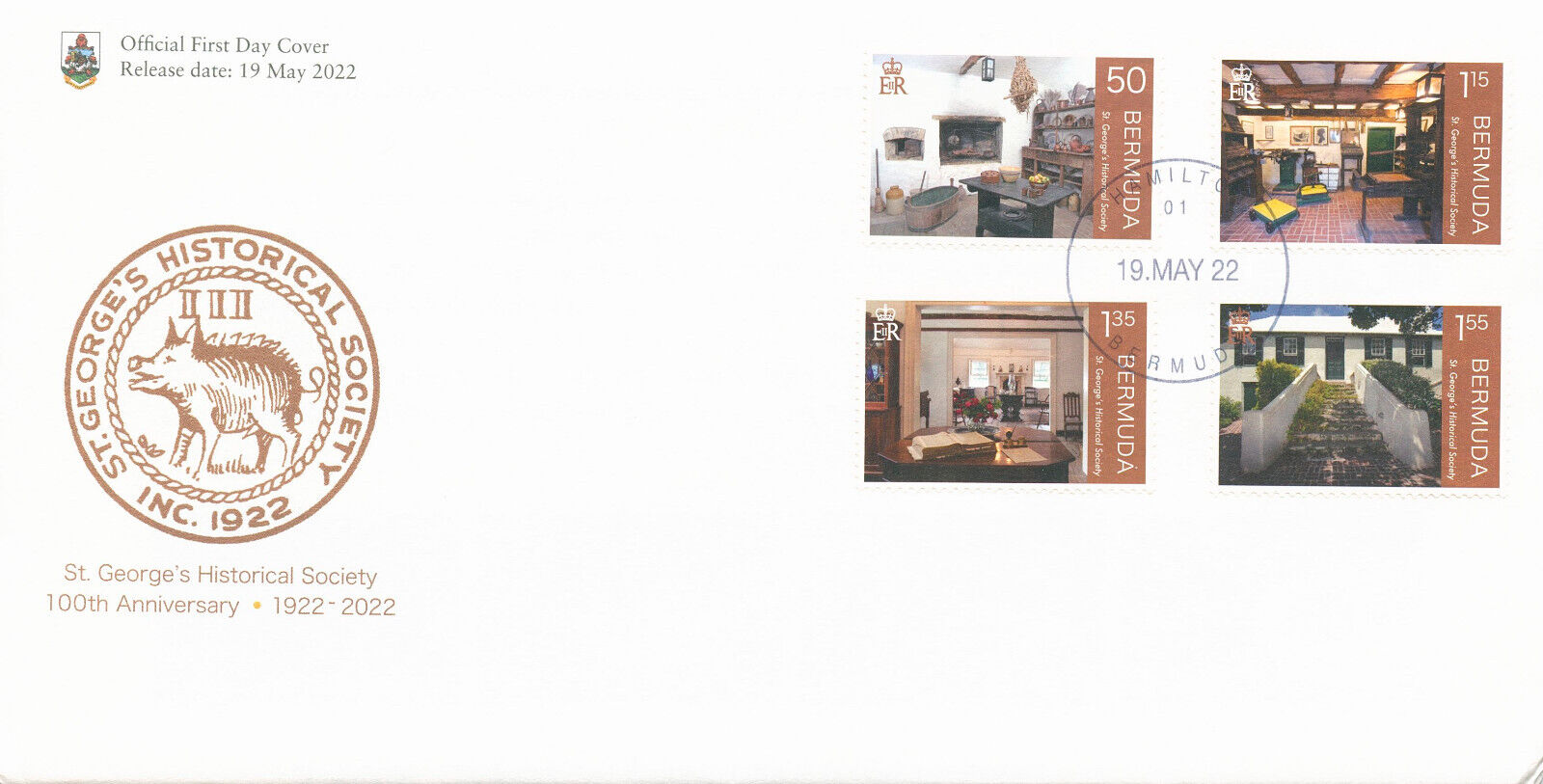 Bermuda 2022 FDC Architecture Stamps St George's Historical Society 4v Set