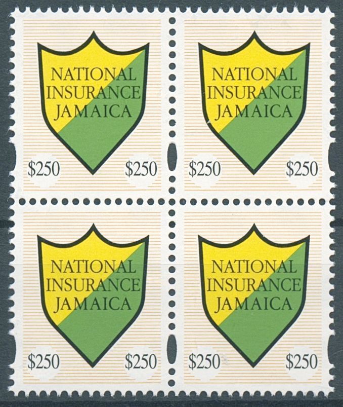 Jamaica 2022 MNH Social Security Stamps $250 R/P Reprint 4v Block