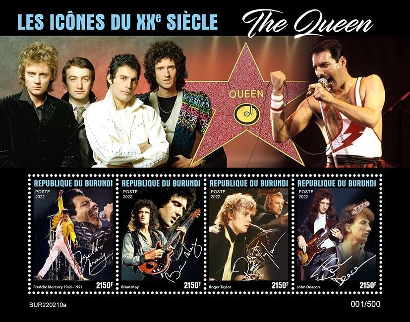 Burundi 2022 MNH Music Stamps Queen Freddie Mercury Brian May People 4v M/S
