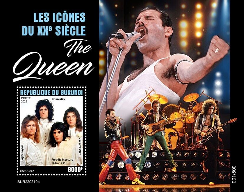 Burundi 2022 MNH Music Stamps Queen Freddie Mercury Brian May People 1v S/S