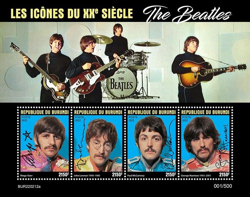 Burundi 2022 MNH Music Stamps The Beatles John Lennon Ringo Starr People 4v M/S