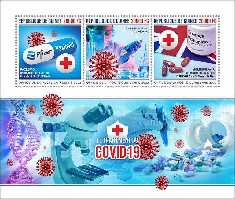 Guinea 2022 MNH Medical Stamps Corona Treatment Pfizer Paxlovid Merck 3v M/S
