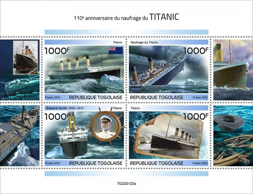 Togo 2022 MNH Ships Stamps Titanic 110th Anniv Shipwrecks Nautical 4v M/S